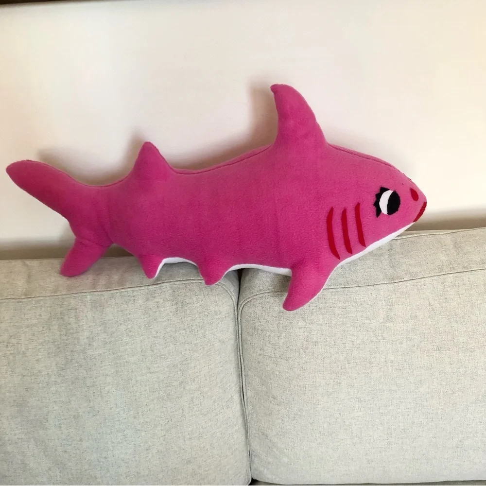 Mommy shark pillow hot  pink micro fleece handmade